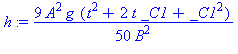 h := 9*A^2*g*(t^2+2*t*_C1+_C1^2)/(50*B^2)