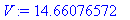 V := 14.66076572