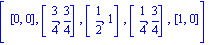 [[0, 0], [3/4, 3/4], [1/2, 1], [1/4, 3/4], [1, 0]]